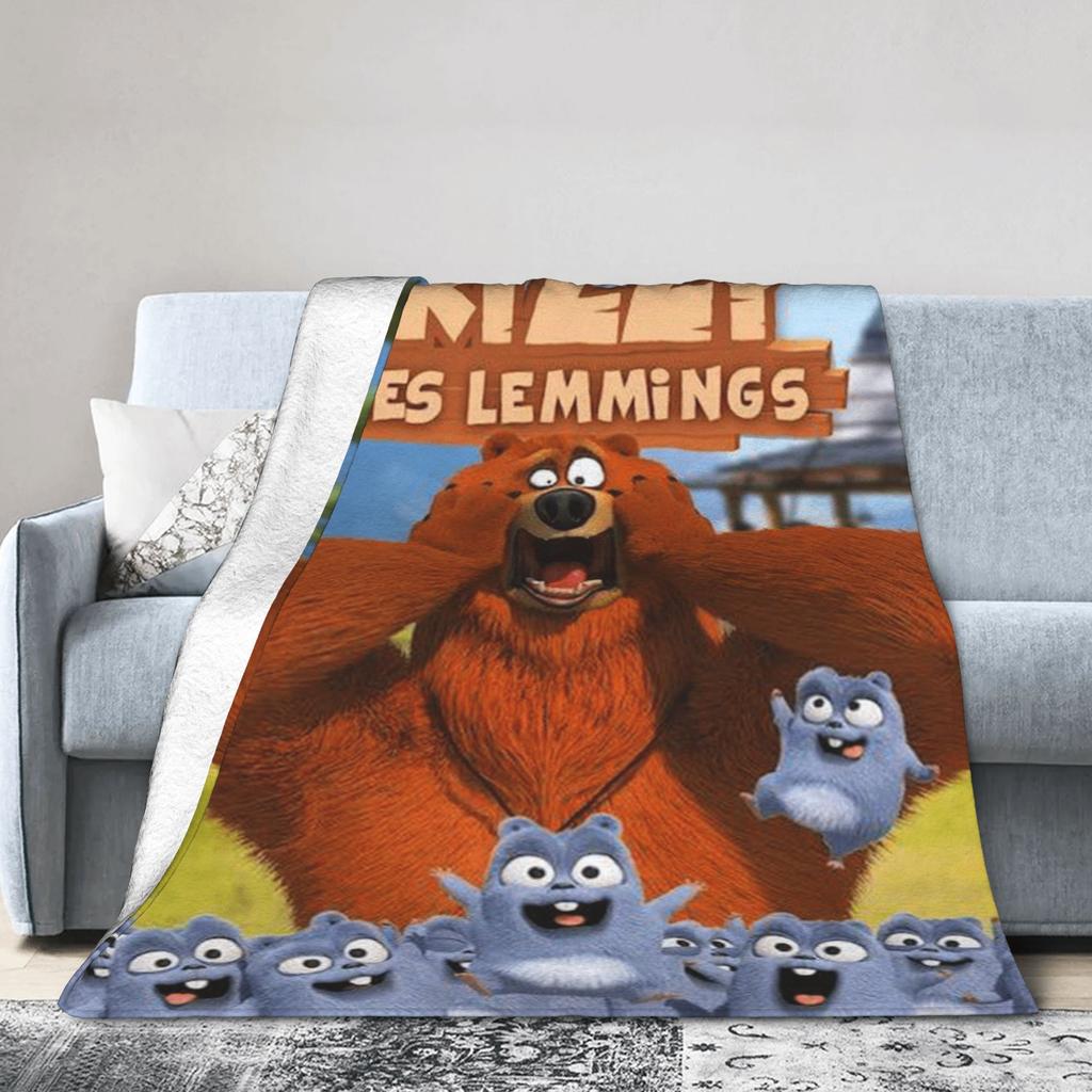 Grizzy e i Lemming Coperta Morbida Peluche Bambino Coperta Plaid in Flanella Per Esterno Calda Morbida Design di Qualità Copriletto Regalo