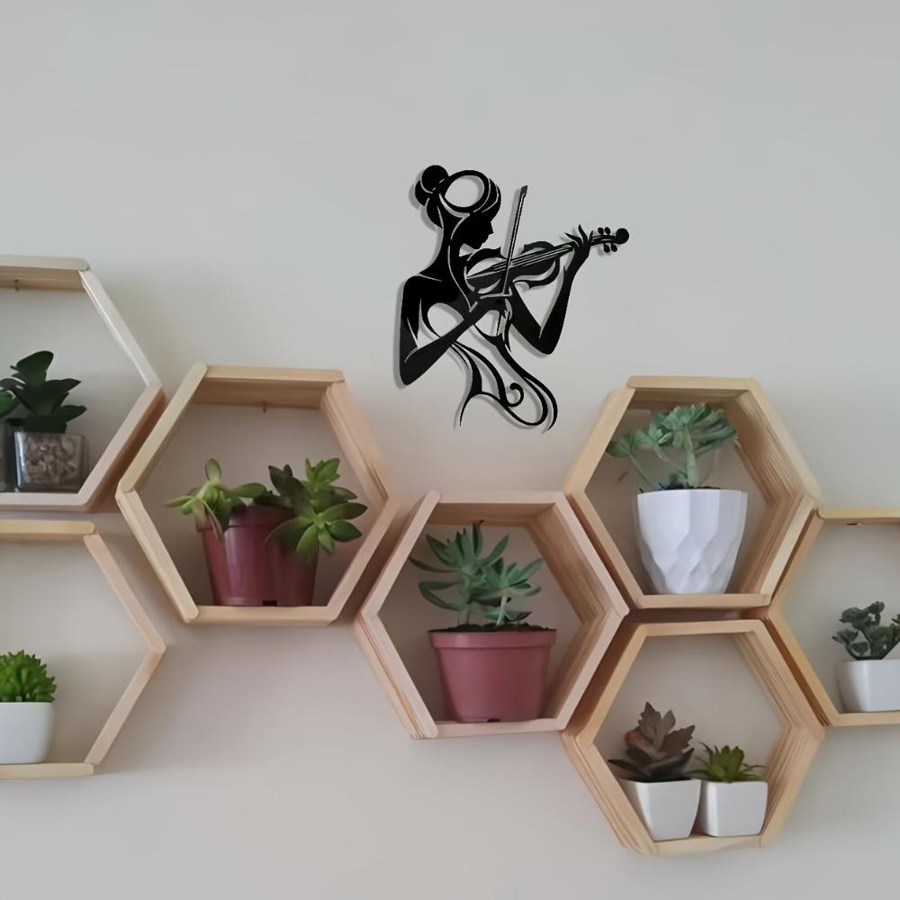 Elegant Violinist Metal Wall Art, Modern Craft Home Decor, Removable for Living Room Office Patio Cafe, Gift