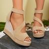 Women S Color Block Platform Wedge Sandals Open Toe Back Strap Summer