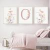 Personalized Name and Wildflower Canvas Painting Nursery Decoration Poster Picture Pink Floral Baby Girl Bedroom Wall Art Prints