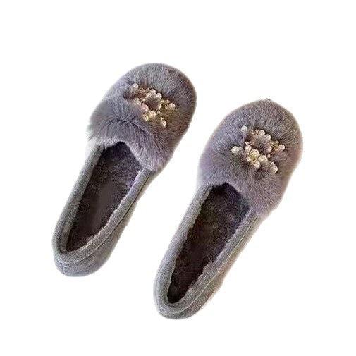 Retro Velvet Round Head Doudou Single Shoes 2025 Autumn and Winter New Fluffy Shoes Women Wear Cotton Ladyshoes Warm Commuter Shoes