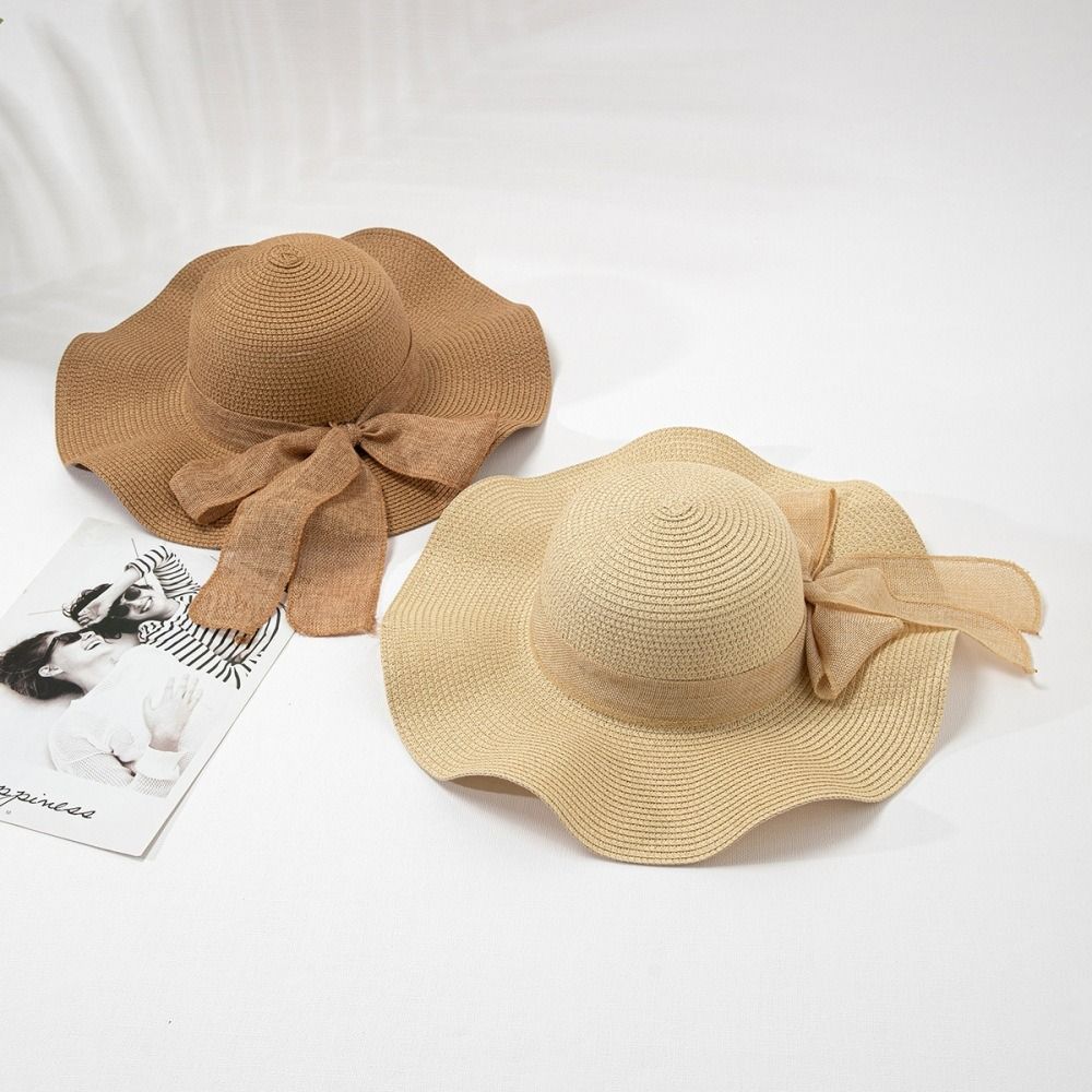 Wide Brim Travel Straw Hat Foldable Sun Visor Cap Casual Beach Hat