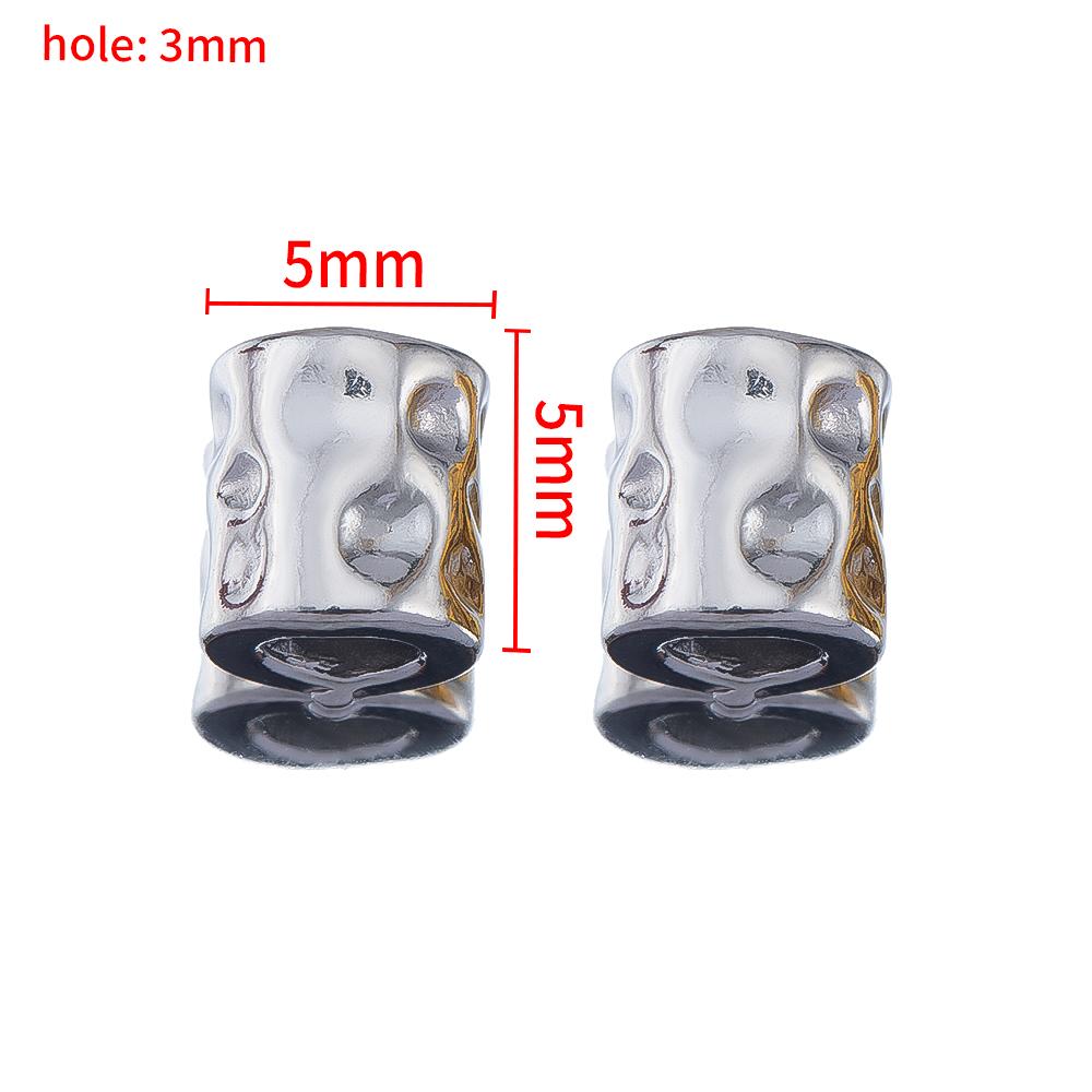 10PCS Stainless Steel Gold Plated Round Oval Dots Texture Cylinder Spacer Beads for Needlework DIY Bracelet Jewelry Making Craft