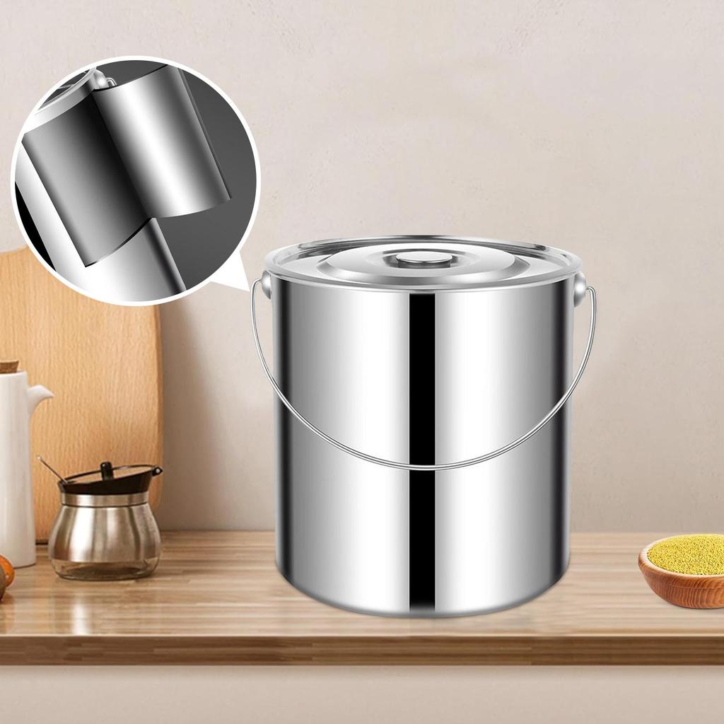Stainless Steel Soup Pots Bucket With Lid Portable Bucket Large Capacity Rice Bucket Sealed Water Bucket Cater