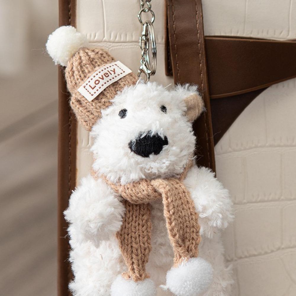 Cartoon Animal Plush Puppy Doll Keychain Anti-lost Car Hanging Pendant  Kids Birthday Gift