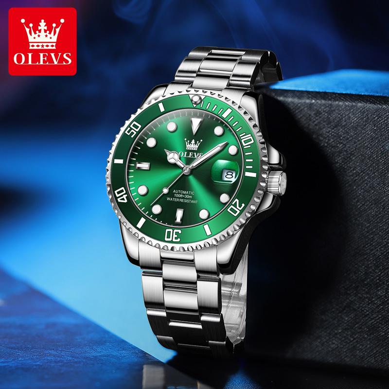 Oliss Green Water Ghost Automatische Leuchtende Wasserdichte Herrenuhr