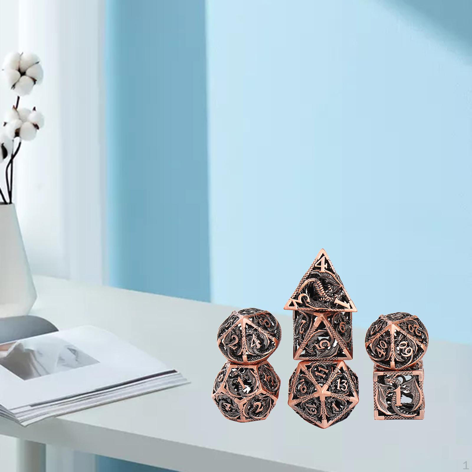 

Набір із 7 порожнистих поліедричних кубиків DND для родини, Дракона, Підземелля, Розваг, Подарунків, Ігор Ancient red copper