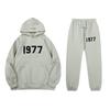 Three-dimensional flocking 1977 men's and women's American high street hoodie sweater trousers casual suit