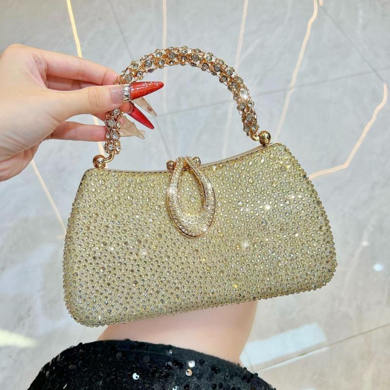 Sac bandoulière à chaîne Pochette de luxe Sac à main haut de gamme Mondain Pochette de soirée scintillante en strass