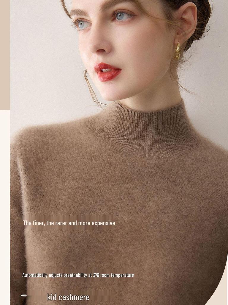 Rollkragenpullover aus reinem Kaschmir für Damen: Vielseitig, Warm, Einfarbig für Herbst/Winter
