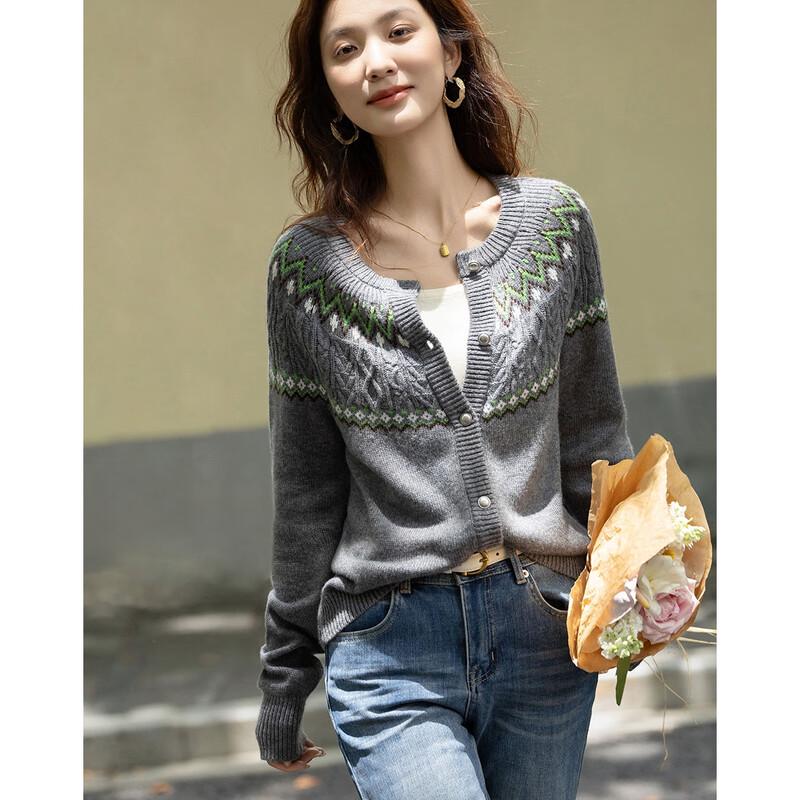 Women's Vintage Jacquard Wool Blend Sweater