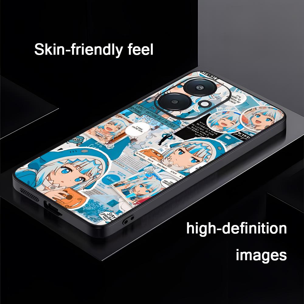 Gawr gura Virtuelle Sängerin Handyhülle Für Xiaomi Redmi 14C 13C 12C Note14 13 12 11 10 Pro Plus S Weiche Schwarze Handyhülle