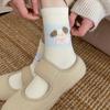 Female Autumn and Winter Thickened Warm Lovely Cartoon Puppy Moon Son Home Floor Sleep Tube Socks