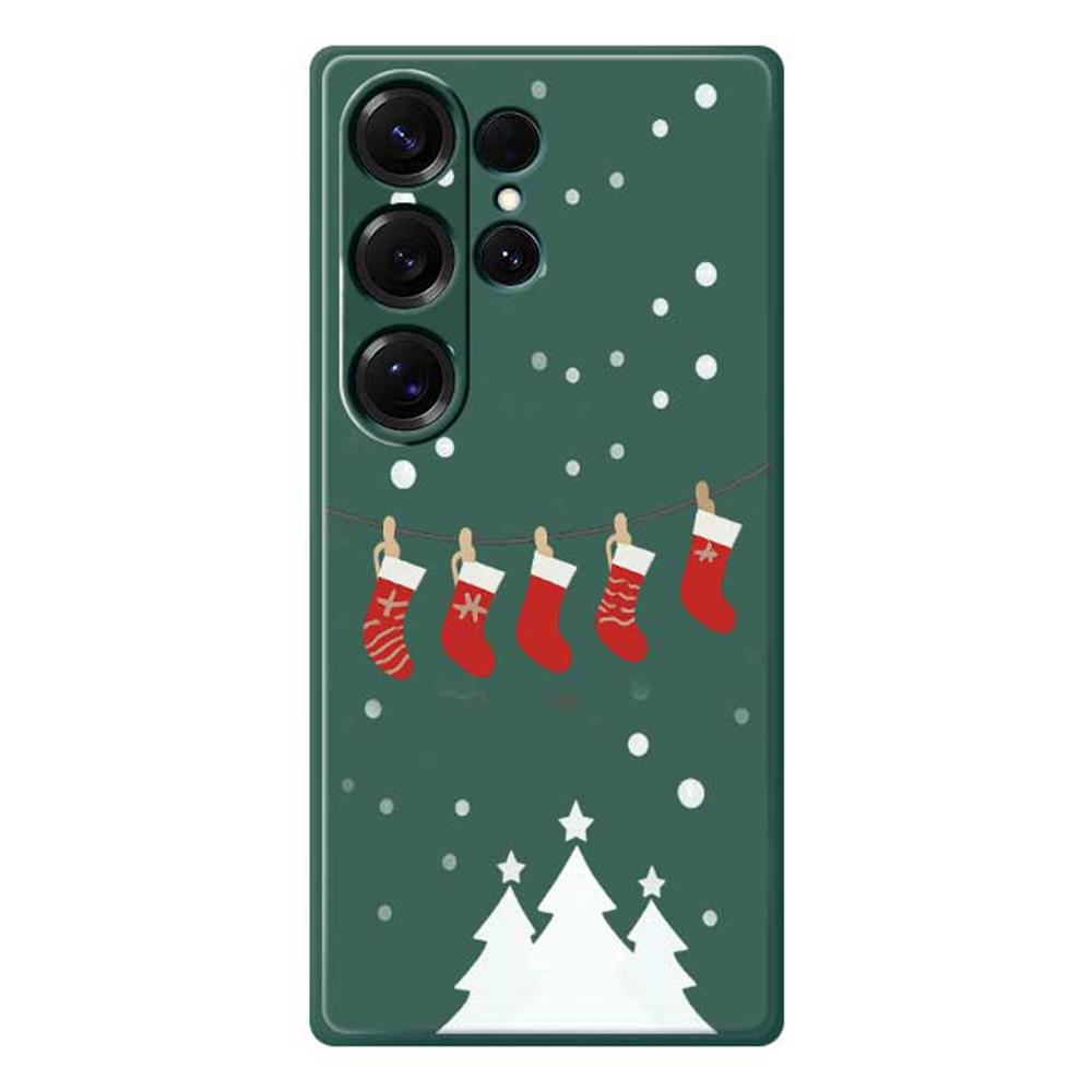 For Samsung Galaxy S25 Ultra Case Christmas Stockings Pattern Printing Straight Edge TPU Phone Back Cover