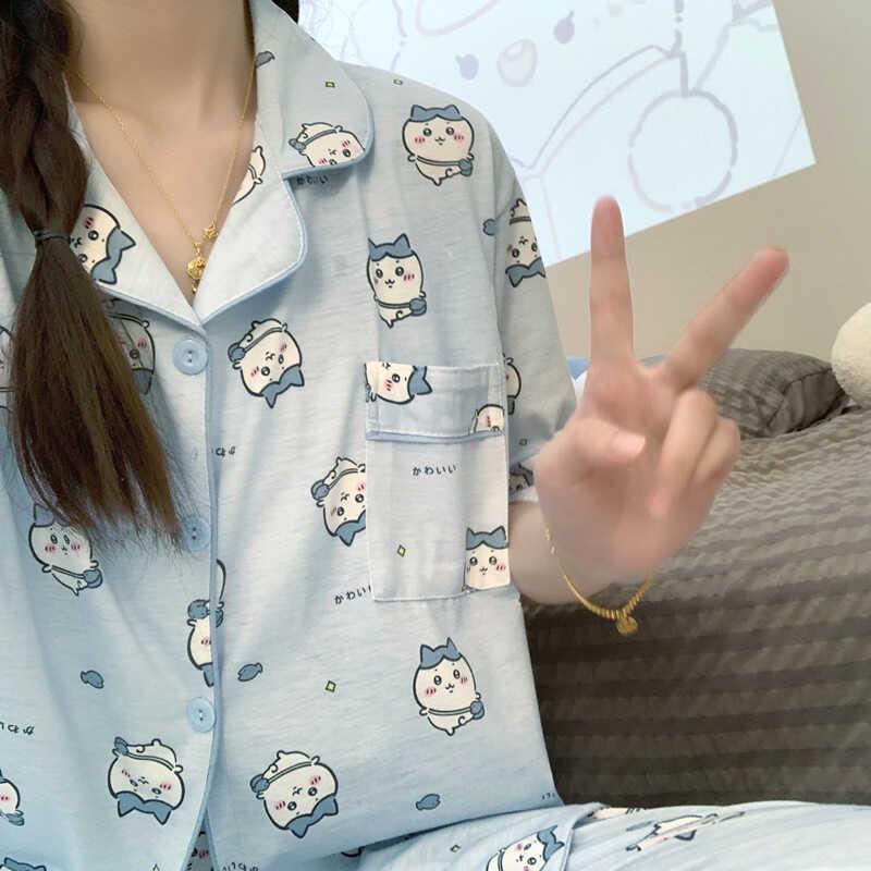 

Піжама з коротким рукавом Chiikawa Usagi - Милий літній домашній одяг у японському стилі для жінок XL (115–135 lbs)