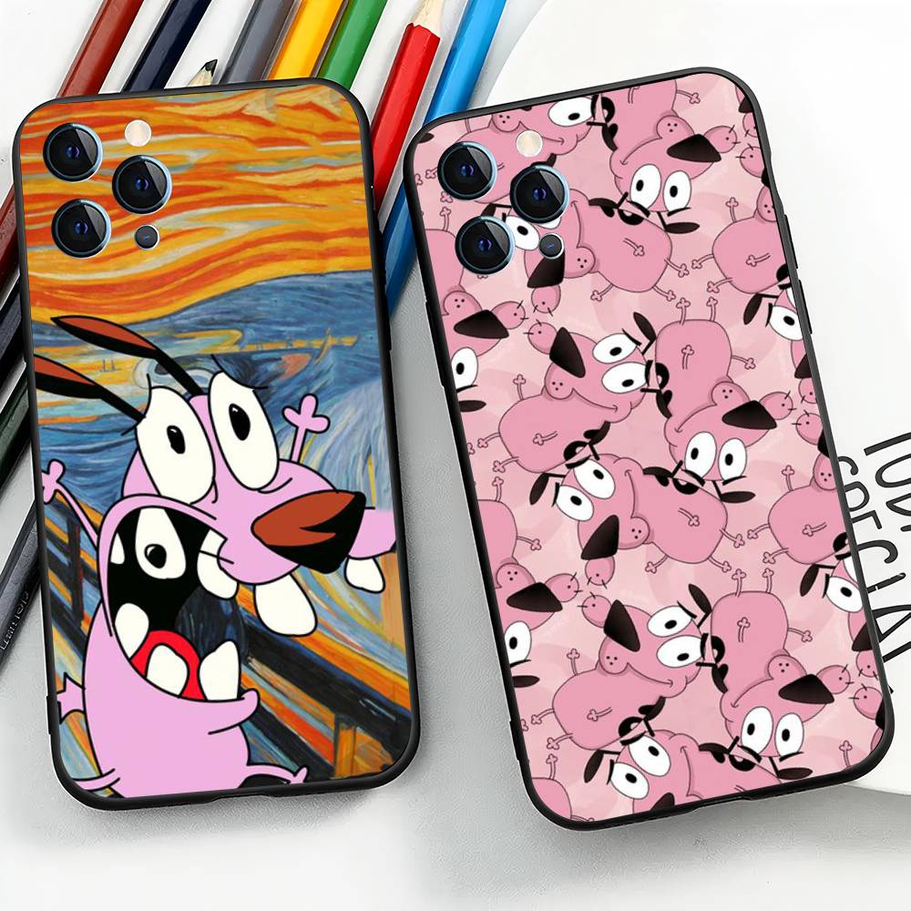 Cartoon Courage The Cowardly Dog-G For iPhone 13,17,11,12,16,14,15,Plus,Pro Max Soft Silicone Black Phone Case