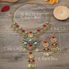 Western Jewelry Set Ethnic Vintage Imitation Turquoise Coin Tassel Necklace Earrings for Women Party Accessories