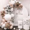 Bruiloft Verjaardag Babyborrel Geslachtsonthulling Decoraties Stofblauw Wit Ballonnenboog Slingerset