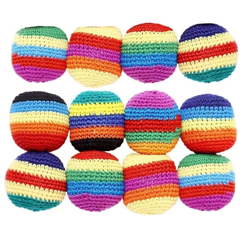 6/12/24Pcs Colorful Footbag Sacks Funny Kids Outdoor Toy Random Color Soft Juggling Balls  Beginner