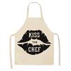 Cake Letters Women's  Kitchen Cotton Linen Apron Black Bib Household CleaningCooking