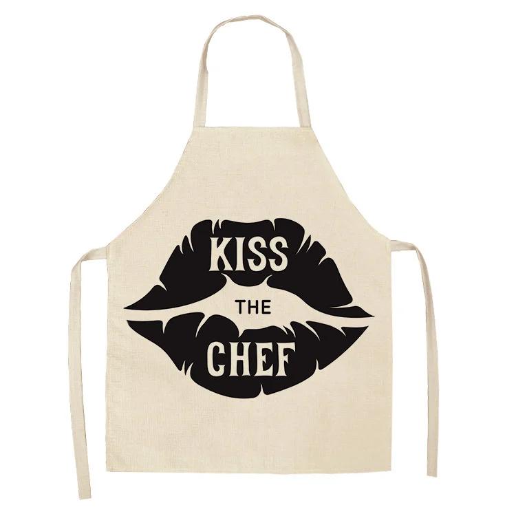 Cake Letters Women's  Kitchen Cotton Linen Apron Black Bib Household CleaningCooking