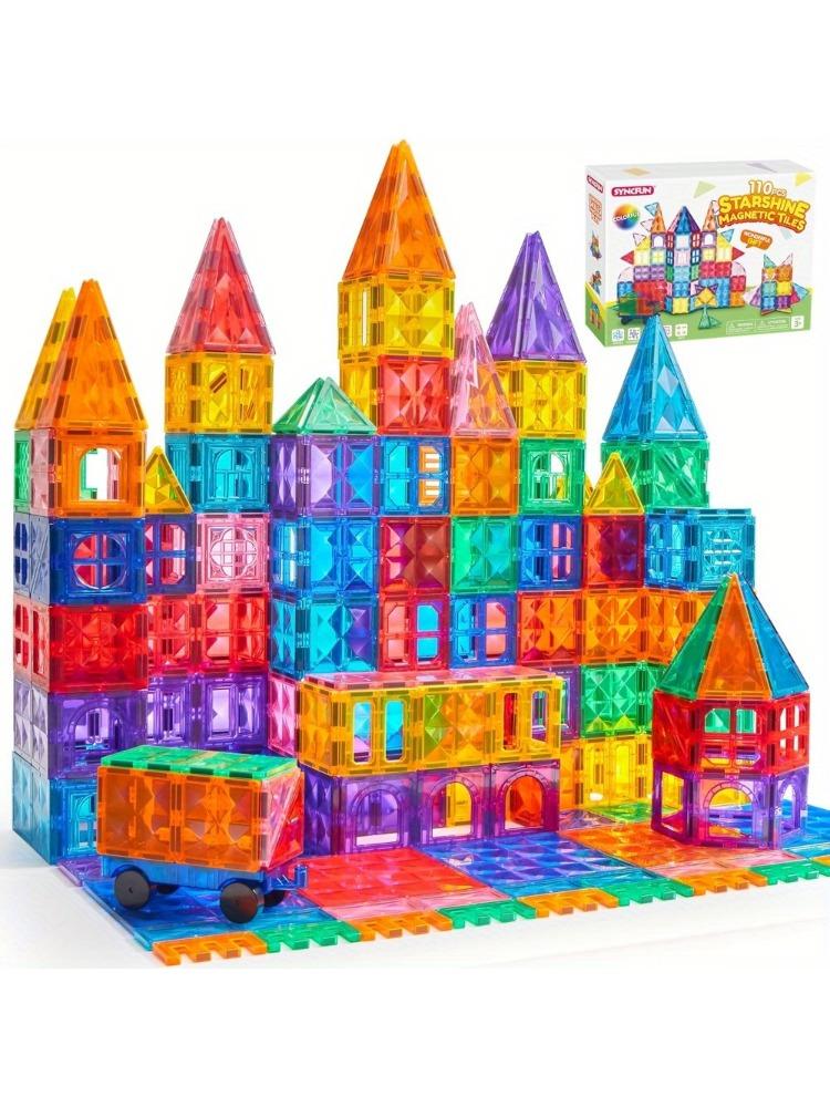 

JOYFY 110PCS Magnetic Building Tiles 3D Magnet Tiles with Vehicle Construction Blocks Set for Kids Birthday Chirstmas Gifts