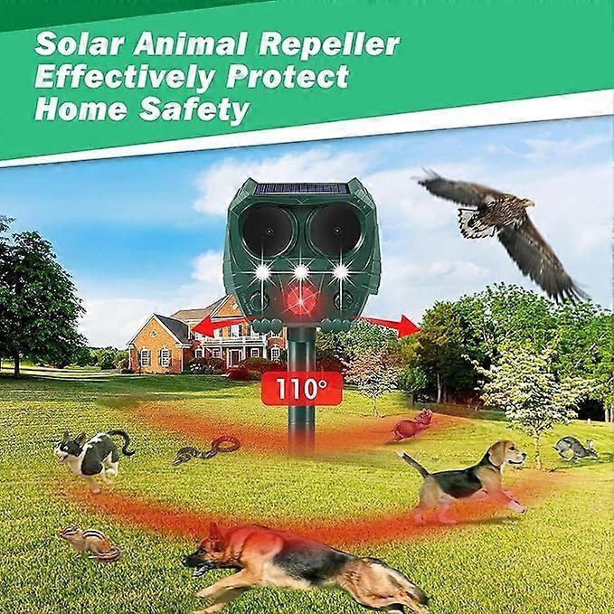 Cat Repellent Garden Ultrasonic Fox Repellant Cat Deterrent Pet Animal Deterants Solar Powered & Waterproof Flashing Light and USB Charge