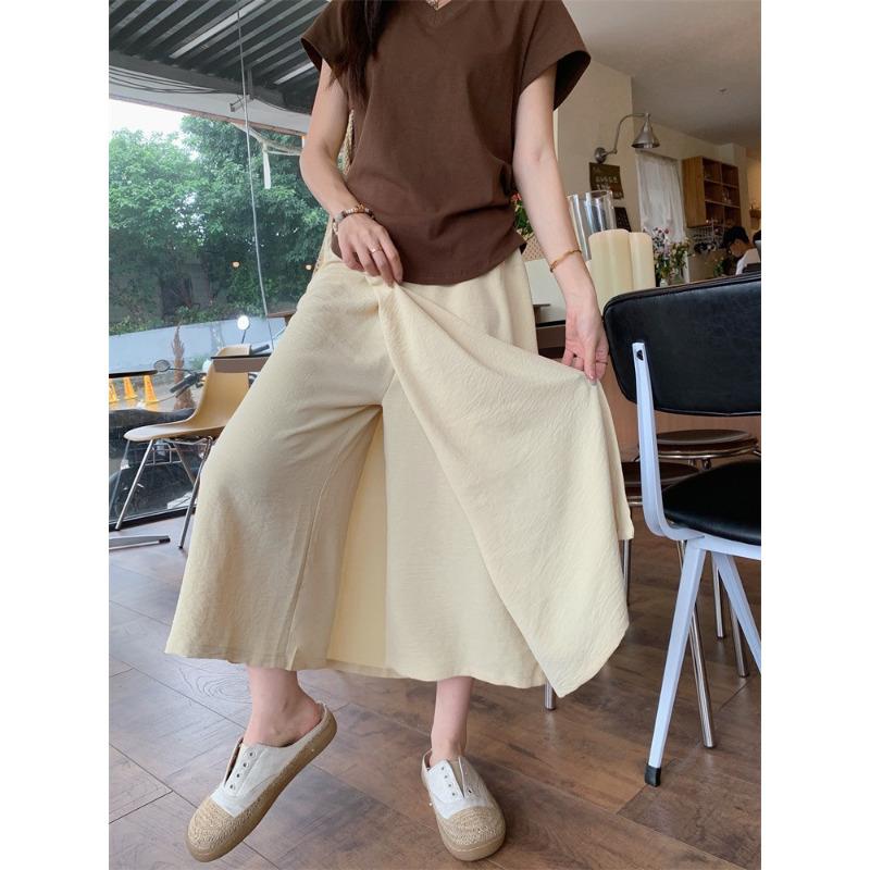 

Женская одежда больших размеров, тонкие солнцезащитные брюки-кюлоты, женские брюки с высокой талией и разрезом, толстые и тонкие, юбка с восемью/девятью точками XXL