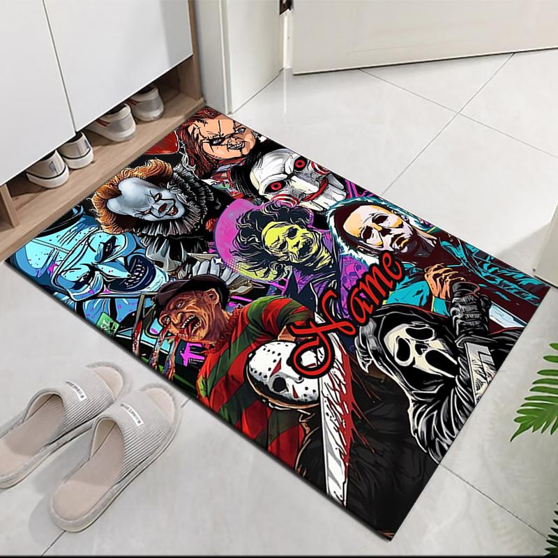 Benutzerdefinierter Name Halloween Horror Bedruckter Teppich, für Bürostuhl Wohnzimmer Schlafzimmer Küchenraum Dekor Geschenke.