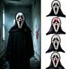 Geest Horror Masker met Zwarte Gaas Kap Volledig Gezicht Masker voor Halloween Cosplay Spookhuis Carnaval Feest Kostuum Decoratie Prop