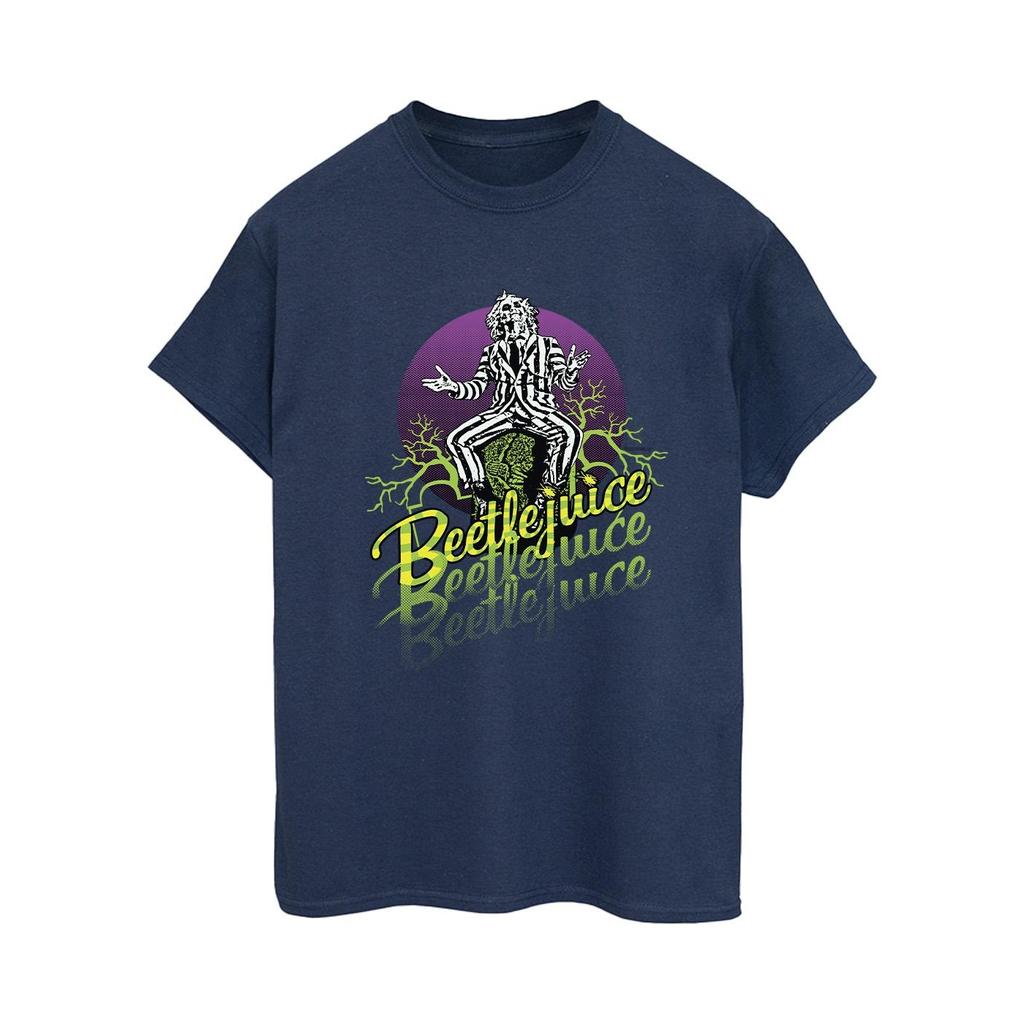 Beetlejuice Damen-/Damen-Boyfriend-T-Shirt aus Baumwolle mit Kreismuster in Lila