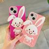 Cartoon Cute Rabbit Phone Case Compatible for iPhone 14 13 12 Pro Max 11 7 Plus Pink Stereoscopic Silicone Protective Cover