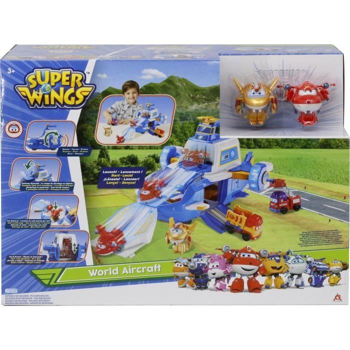 AUER SUPER WINGS - Hrací set Letiště World Aircraft + 2 Figurky Transform-A-Bots – Animovaný seriál Super Wings Sezóna 5