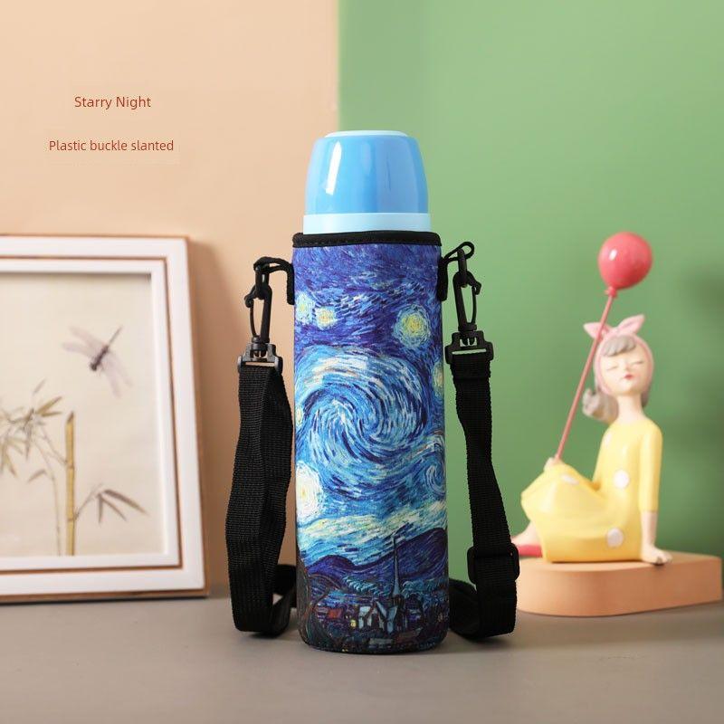 Baihui 500ml Large-Capacity Thermos Cup Cover for Adults, Portable Hand-Held Cross-Body Protective Cover, Anti-Fall