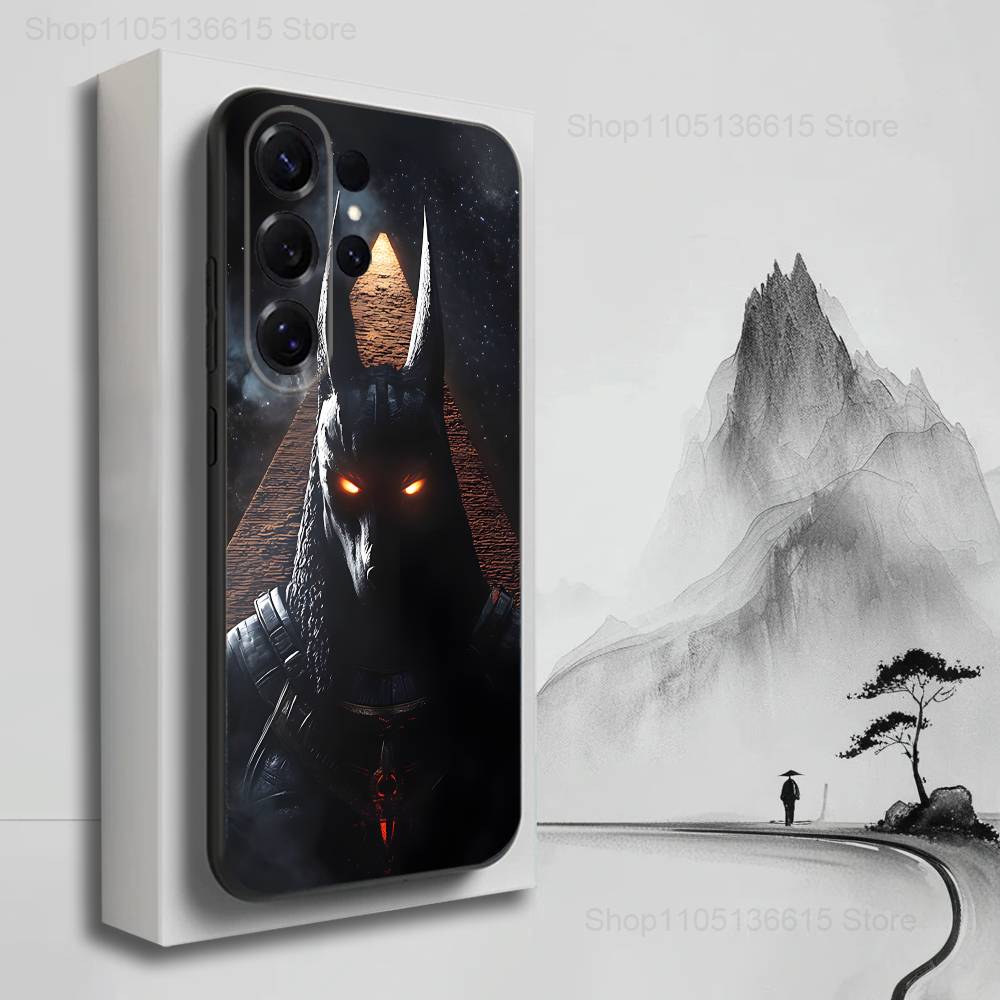 Anubis God Egyptian Case For Samsung S22,S21,S9,S25,S24,S23,Ultra,FE,S20,S10,Plus,Lite,Soft Silicone Black