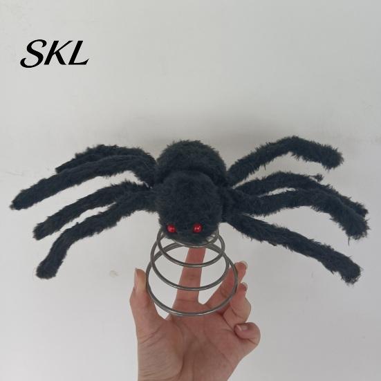 Decorative Spider for Trees Halloween Tree Topper, Spooky Large Black Furry Creative Props Ornament with Spiral Base Home Party Haunted House Supplies