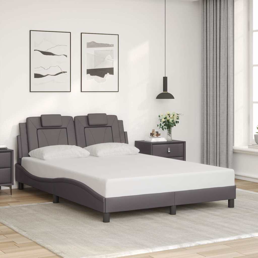 Viana Bed Frame without Mattress Gray 140x200 cm Faux Leather