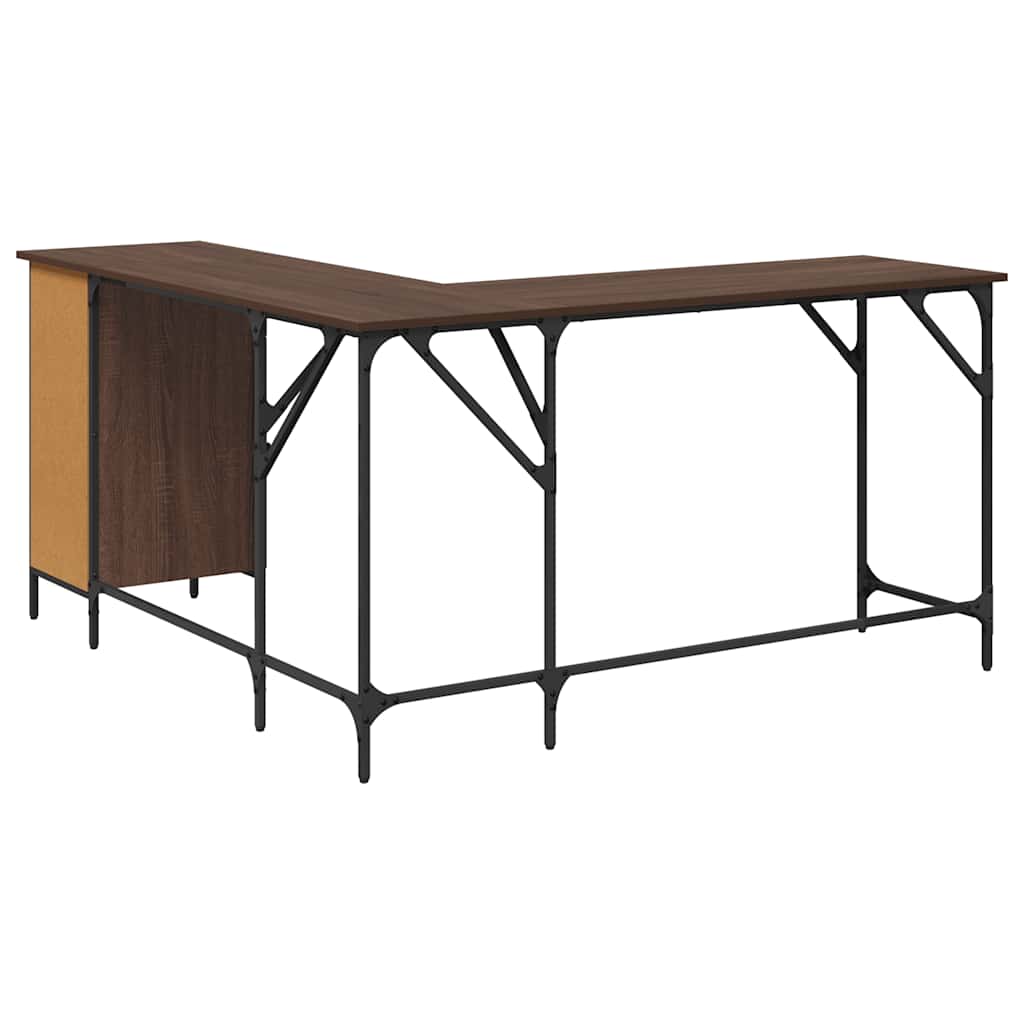 Desk Brown Oak Effect 141 x 141 x 75 cm Particleboard