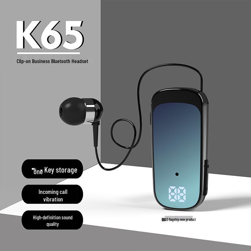Clip-on Bluetooth Earbuds for Calls & Music, 20-Hour Battery, Incoming Call Number Broadcast