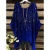 Bohemio Chic Oversize de Moda Estampados Étnicos Dobladillo Irregular Cuello Redondo Ropa Moda Ropa de Mujer Versátil Ropa para Mujer
