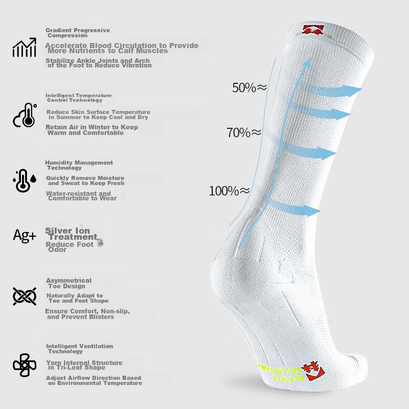 ALPINT MOUNTAIN Professional Marathon Running Socks for Men, Compression Socks, Long Tube Jump Rope Sports Socks