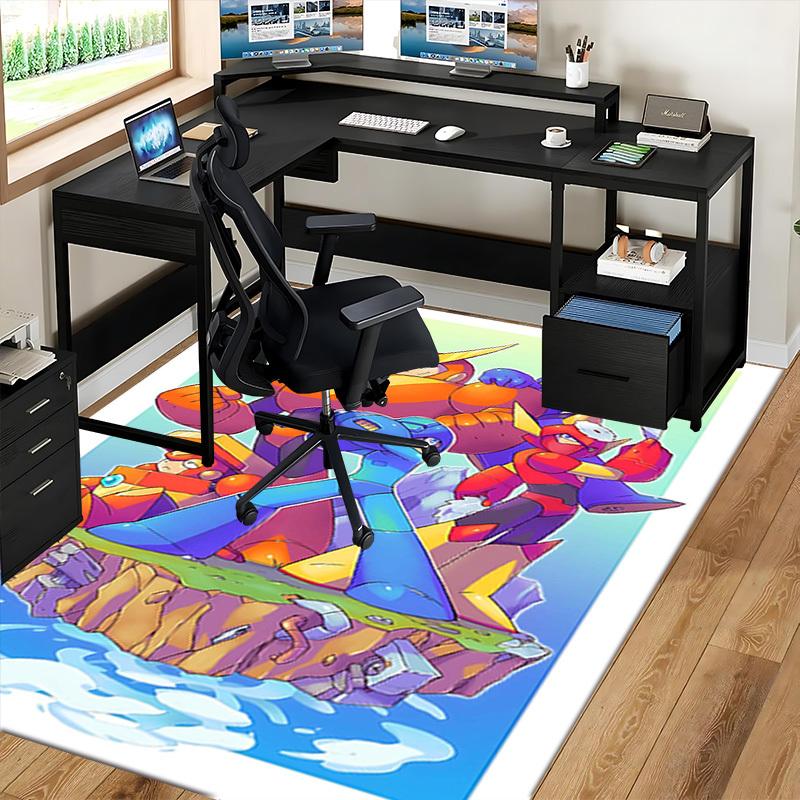 1pc Mega Man Anime Cartoon Design Office Chair Mat Non-Slip Carpet for Home Decor, Suitable for All Seasons, Ideal Gift for Fans.Y084