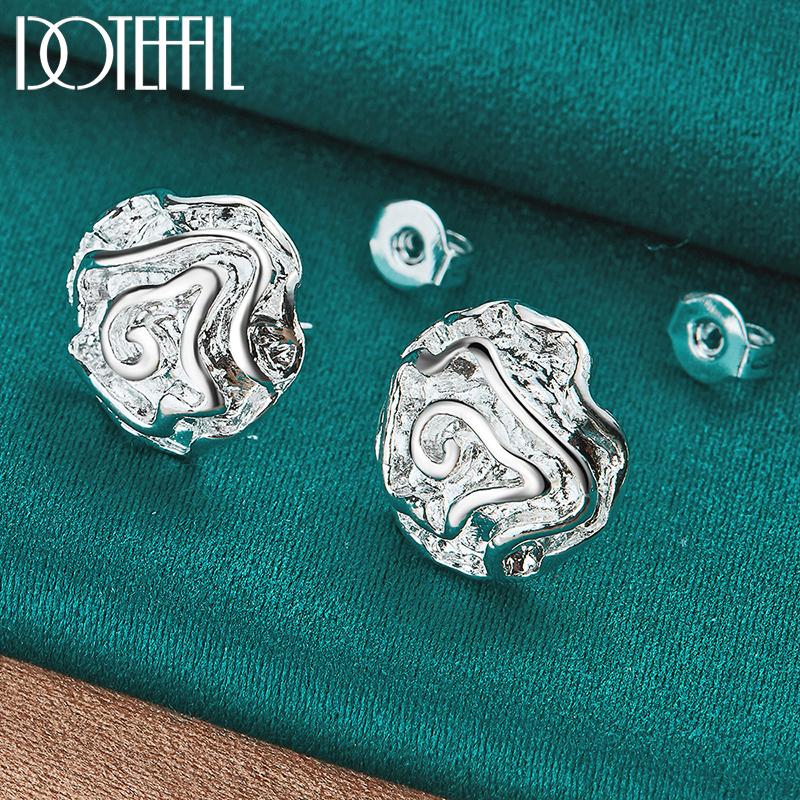 925 Srebrne Kolczyki Róże Ślubne Charm Biżuteria