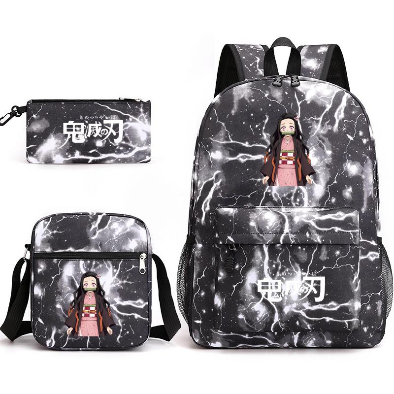Anime Ghost Destroyer Blade Three-piece School Bag Small Shoulder Pencil Bag Primary and Secondary School Students Backpack