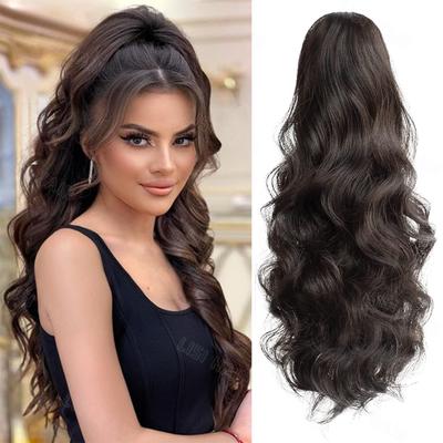 Estensioni sintetiche per parrucca coda di cavallo riccia ondulata con artiglio lungo Clip per capelli giornalieri soffici coda di cavallo per le donne