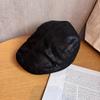 Retro Suede Beret With Solid Color Design Suitable For Teens Matching Daily