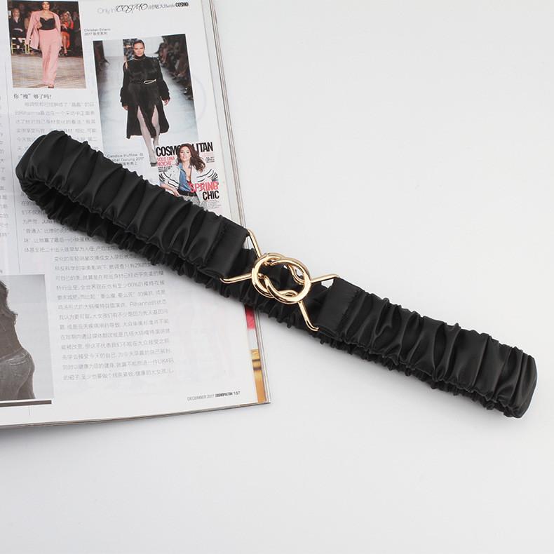 Womens Fashion Dress With Elastic Waist Belt Faux Leather For Casual Office Wear чёрный