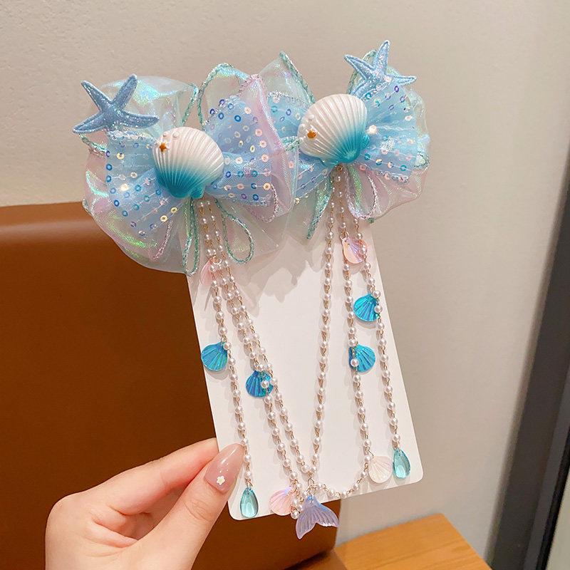 Girls' Mermaid Princess Bow & Tassel Ear Cuff Hair Accessories
