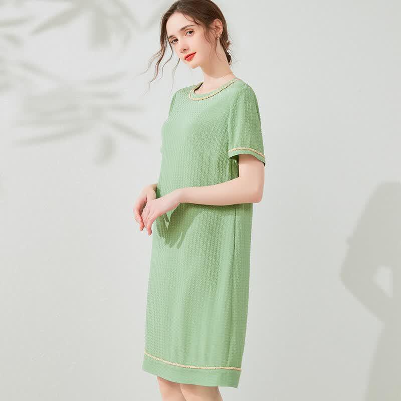 Snowforte 19 Momme Silk Beaded Mid-Length Dress XL