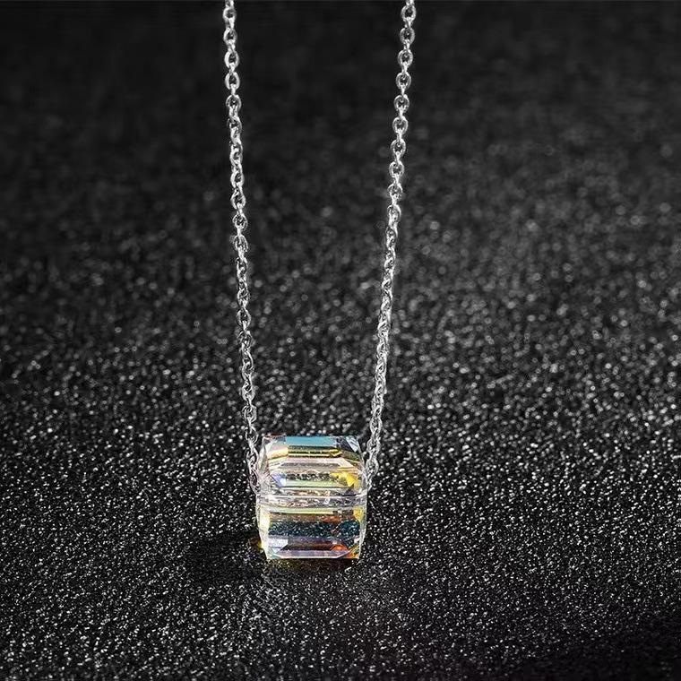 S925 Silver Autumn/Winter Square Zircon Luxury Clavicle Chain Women's Fashionable Korean Necklace